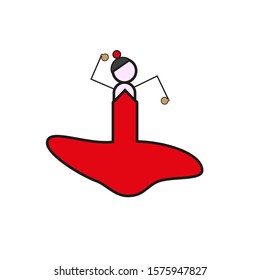 vector icon of spanish flamenco woman formed with simple shapes