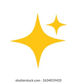Ícone vetorial de estrela cintilante com cor amarela, em estilo plano, adequado para necessidades de design gráfico, design criativo, web design