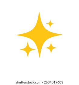 Vector icon of sparkling star with yellow color, in flat style, suitable for graphic design needs, creative design, web design