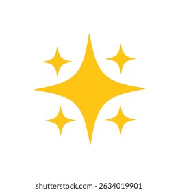 Vektorsymbol eines funkelnden Sterns mit gelber Farbe, im flachen Stil, geeignet für Grafikdesign-Anforderungen, kreatives Design, Webdesign