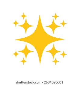 Ícone vetorial de estrela cintilante com cor amarela, em estilo plano, adequado para necessidades de design gráfico, design criativo, web design