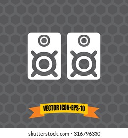 Vector Icon of Speaker on Dark Gray Background. Eps.10.