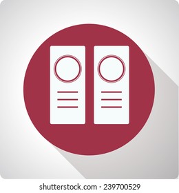 Vector icon "speaker" on a red circle with a long shadow