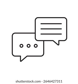 A vector icon of speech bubbles, representing customer support and delivery communication, created in line style with editable stroke