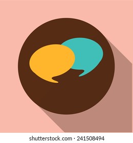 Vector icon of "speech" on a brown circle with a long shadow 