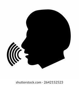 Vector icon of speech sign. Voice control and interaction. Talking head concept isolated on white background. Vector illustration