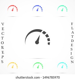 Vector icon speedometer. Vector icon speedometer white illustration on black background Speedometer Vector icon speedometer , lorem ipsum Flat design. Vector icon Isolated