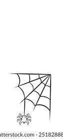 Vector Icon Of A Spider Web And A Spider With Black Shading