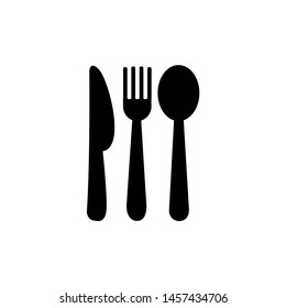 Vector icon of spoon, fork and knife. Cutting tool icon symbol