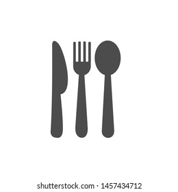 Vector icon of spoon, fork and knife. Cutting tool icon symbol