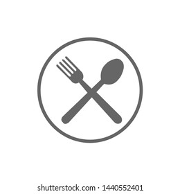 Vector icon of spoon, garphu and plate. Cutlery icon 