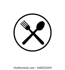 Vector icon of spoon, garphu and plate. Cutlery icon 