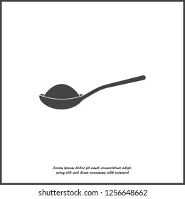 Vector Icon Of  Spoon With Sugar Or Salt On White Isolated Background. Layers Grouped For Easy Editing Illustration. For Your Design.