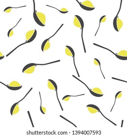 Vector icon of a spoon with sugar or salt seamless pattern on a white background. Layers grouped for easy editing illustration. For your design.