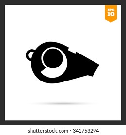 Vector icon of sport coach whistle silhouette