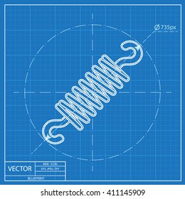 Vector icon of spring. Blueprint style