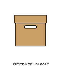 vector icon, square cardboard box