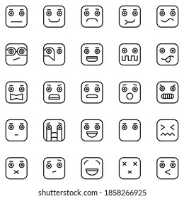 Vector icon of square style emoticon