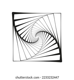 Vector icon of square swirling in spiral black color. Rectangle geometric shape. 