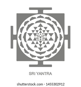 Vector icon with Sri Yantra Hinduism symbol 