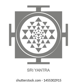 Vector icon with Sri Yantra Hinduism symbol 