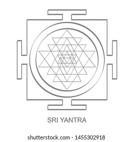 Vector icon with Sri Yantra Hinduism symbol 