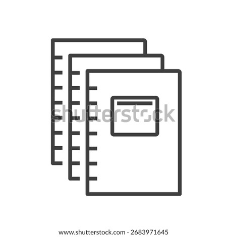 Vector icon of stacked spiral notebooks, symbolizing writing, study, and education. Ideal for school, stationery, learning materials, office supplies. Editable stroke. For web design, mobile app