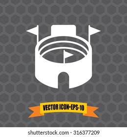 Vector Icon of Stadium on Dark Gray Background. Eps.10.