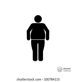 Vector icon of standing obese man silhouette