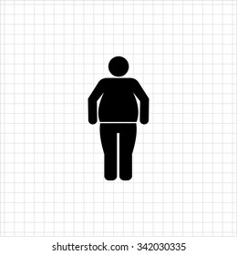 Vector icon of standing obese man silhouette