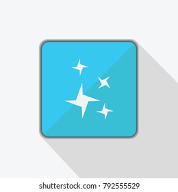 Vector icon star. Flat image in blue background with shadow.