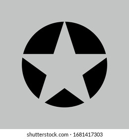 Icono vector de una estrella en un círculo negro.