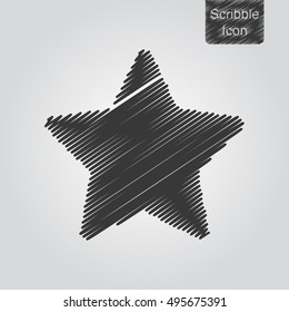 Vector icon of star with rounded corners in scribble style. Flat design style. EPS 10