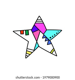 Icono vector de una estrella. cubismo de estilo, adorno abstracto, colorido