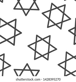 Vector icon star from two triangles. Illustration of a five-pointed star seamless pattern on a white background.