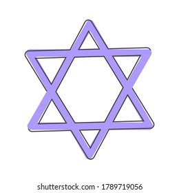 Vector icon star from two triangles. Illustration of a five-pointed star cartoon style on white isolated background.