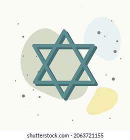 Vector icon star from two triangles. Illustration of a five-pointed star on multicolored background. Layers grouped for easy editing illustration. For your design.