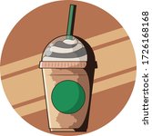 Vector icon for Starbucks Milkshake Cup. Cartoon style and have a retro style for shadow.