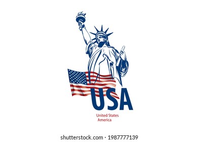 Vector icon of the Statue of Liberty of the United States