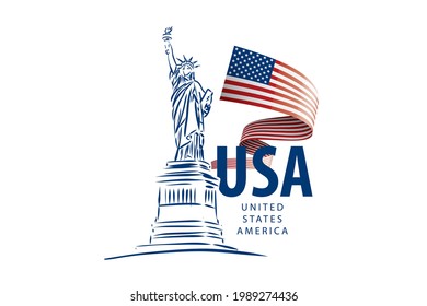 Vector icon of the Statue of Liberty of the United States