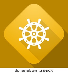 Vector icon of Steering wheel with a long shadow