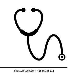 Vector icon of stethoscop doctor tool for examining patients in a hospital. Diagnostic symbol icon