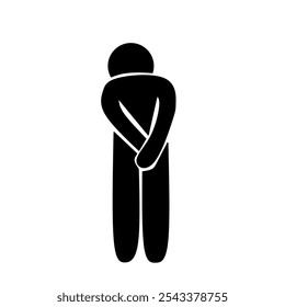 Vector Icon Stick Figure With Hands Clasped In Front Of Body