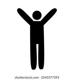 Vector Icon Stick Figure Raising its Arms in Celebration