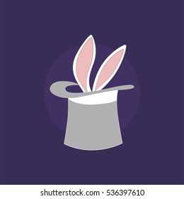 Vector icon. Sticking the rabbit ears. The focus in the circus
