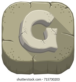 Vector icon with a stone letter G with cracks