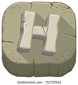 Vector icon with a stone letter H with cracks
