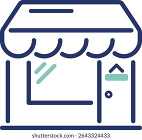 Ícone de vetor de uma vitrine eletrônica com contornos editáveis. Perfeito para imóveis, espaços comerciais e listagens de propriedades. Design limpo representando varejo ou pequenas empresas.