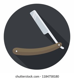 Vector icon of a straight. On the Vintage Razor text: Razor. Illustration of a danger razor in a flat style.