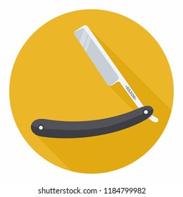 Vector icon of a straight. On the Vintage Razor text: Razor. Illustration of a danger razor in a flat style.